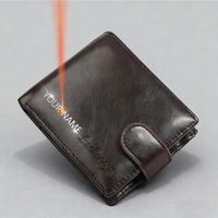 Customized Name Carving New Men's Short Wallet High Quality Card Holder Photo Holder Zipper Coin Pocket Male Purses Card Clips