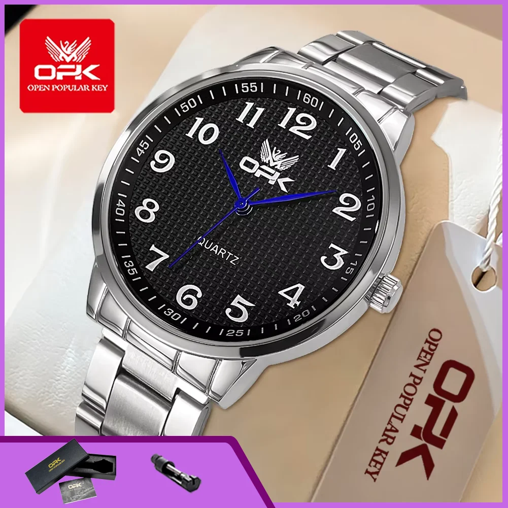 OPK 6008 Quartz Watches Men Steel Strap Simple Classic Numeral Scale Business Man Watch