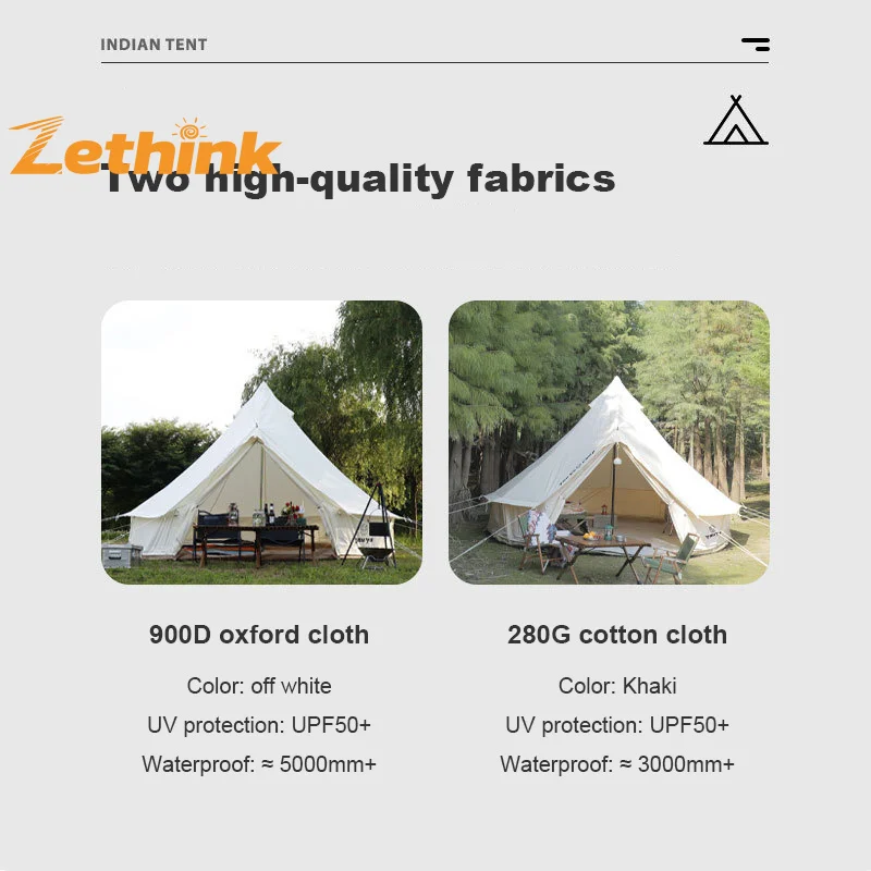 Zethink high quality outdoor waterproof camping 3 season yurt luxury outdoor glamping Mongolian Yurt tent