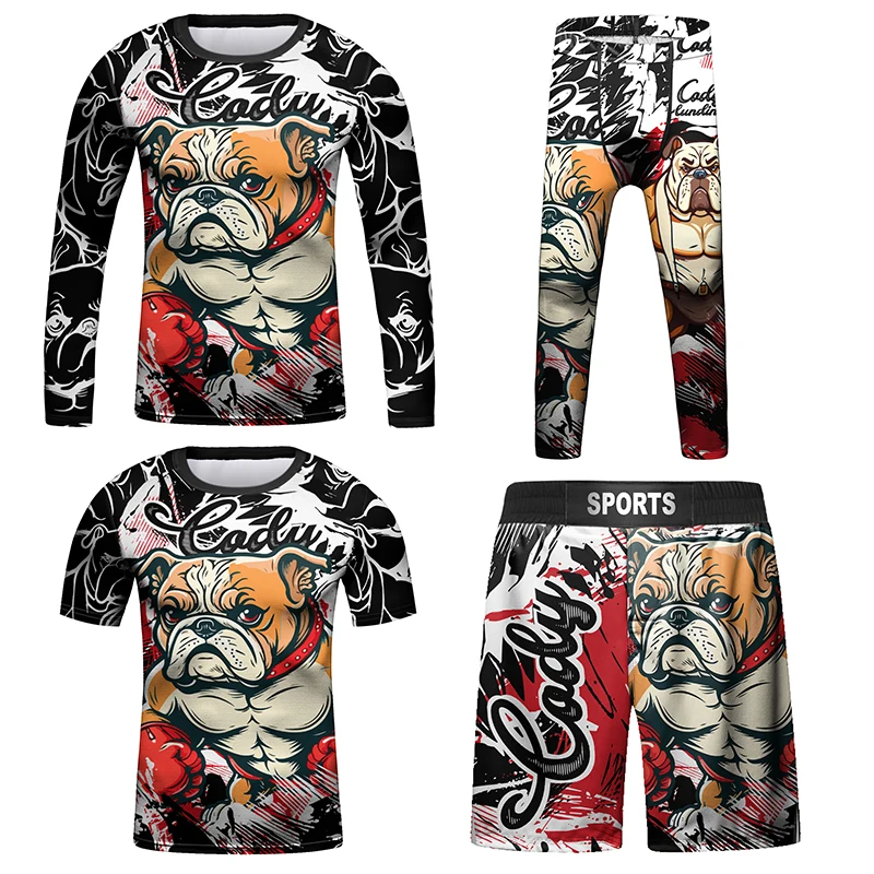 

Cody Lundin Kid 4Pcs/Set MMA Jiu jitsu Rashguard T-shirt+Pant Children Bjj Gi Kickboxing Jerseys Boy Muay Thai Shorts Boxing Kit