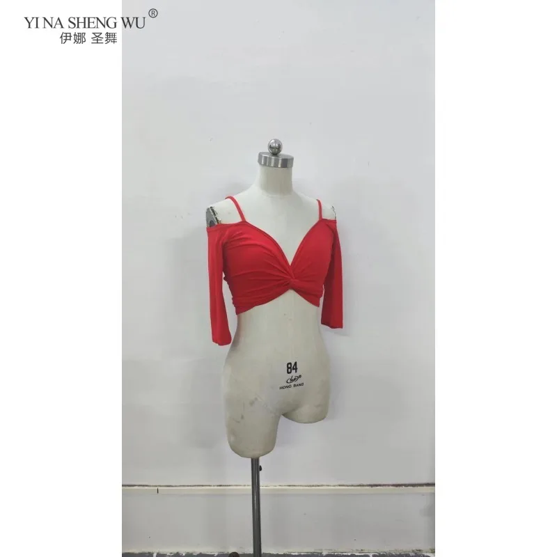 Traje de danza del vientre Oriental para mujer, Top Modal con cordones, ropa de práctica, uniforme de clase de baile ajustado para bailarines femeninas