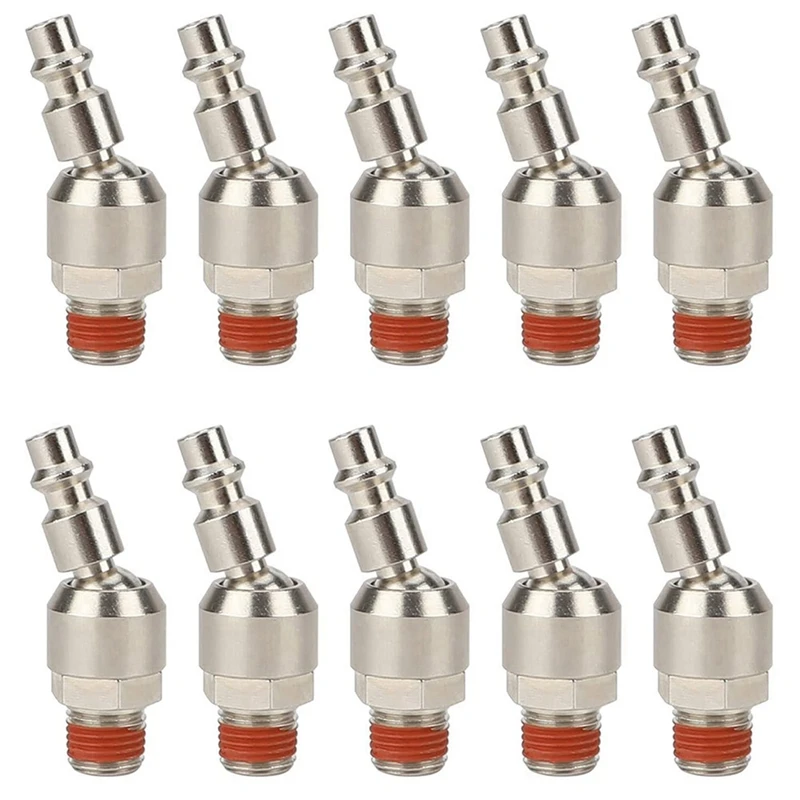 10Pcs 1/4 Inch Swivel Air Plug, Air Tool Fittings, 1/4 Inch NPT Male Industrial Swivel Plug, 1/4 Inch Air Fittings