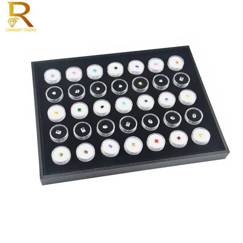 Novel Gem Jar Display Gemstone Insert Tray Jewelry Charms Beads Organizer White Foam Round Box Liner Show Case Holder Wholesale