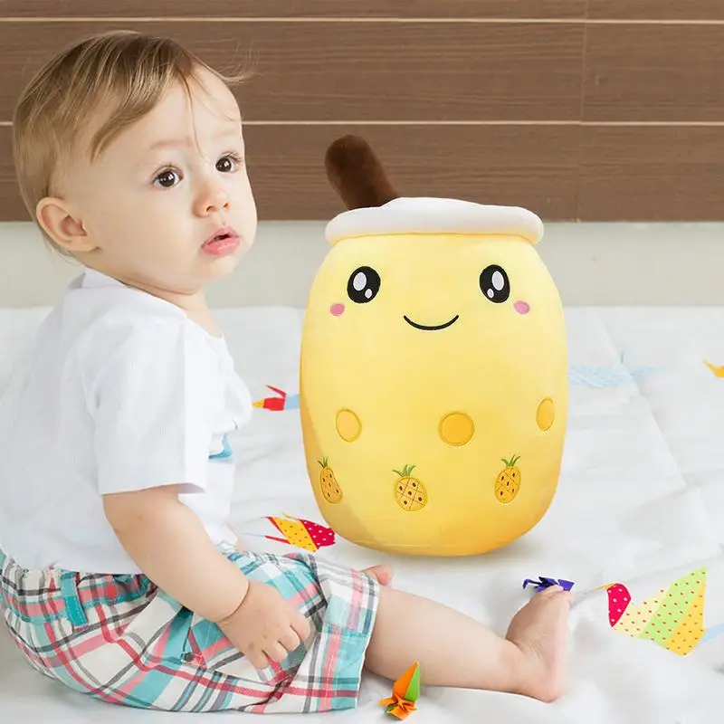 Boba Milk Tea Plushie Toy Simulation Fruit Milk Tea Cup Pillow Cushion Plush Toy Soft Buba Tea Cup Cushion For Kids Home Decor