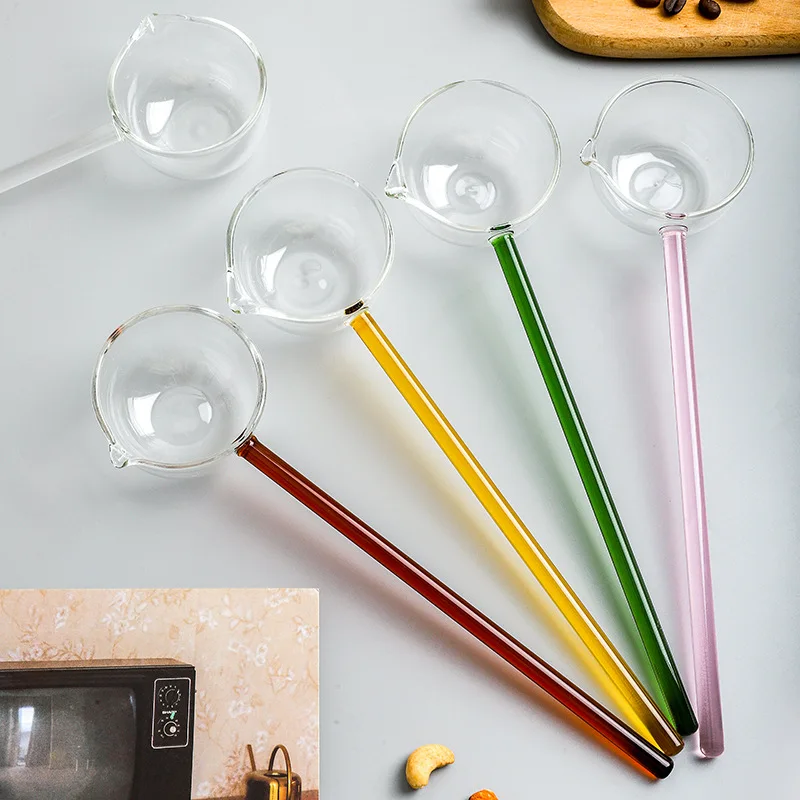 New Creative Glass Spoon, Colorful Long-handled Soup Spoon, Household Kitchen Pouring Hot Oil To Catch  Glass Spoon