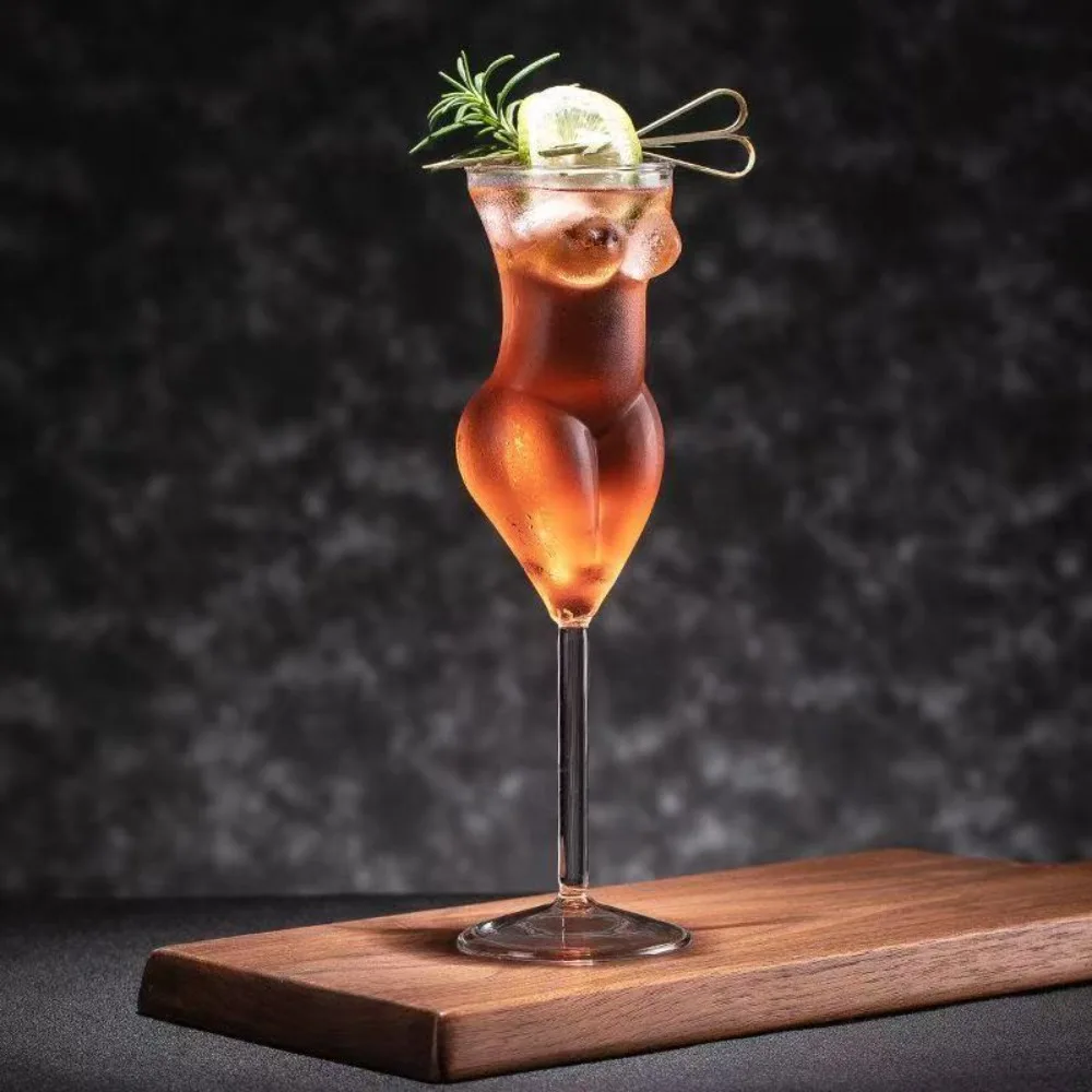 Unique Transparent Female Body Cocktail Glass Heat/Cold Resistant Visible Whisky Glass Art Style Bar Wine Goblet Pub