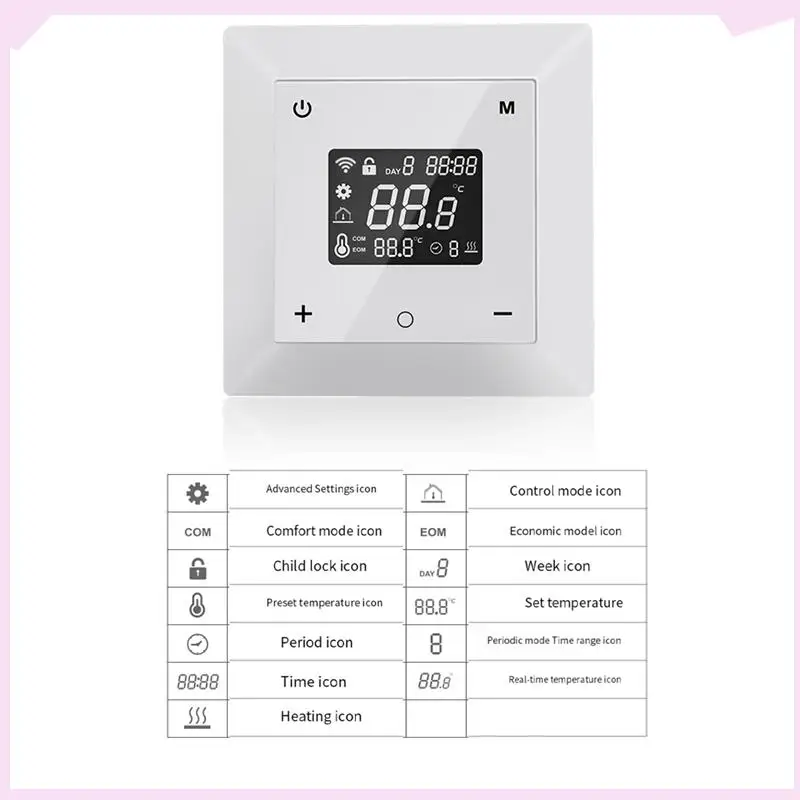 B24B Smart Tuya WIFI Temperature Controller LED Screen AC 220V 16A Temperature Controller Forelectric Underfloor Heating Thermos