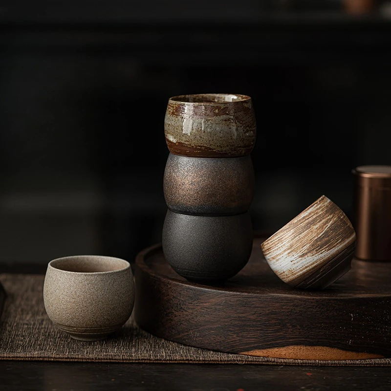 Kung Fu Tea Set Japanese Stoneware Tea Cup Ancient Retro Master Cup 80ml Handmade Coffee Mug Home Table Decor Craft Gift