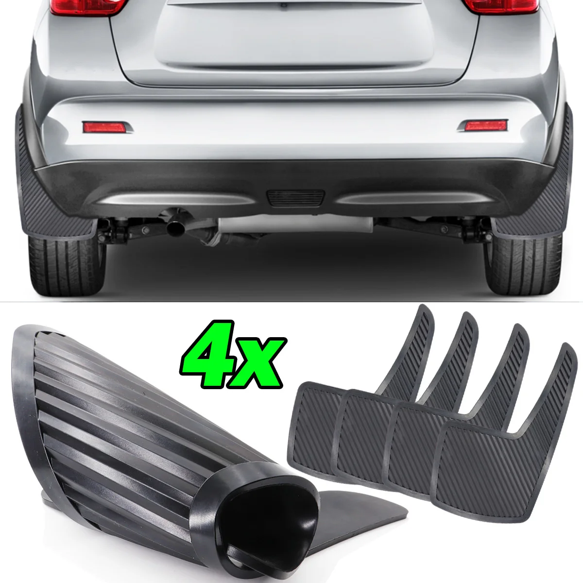 4x Rubber Universal Soft Mudflaps Mud Flaps Splash Guards For Nissan Leaf Juke Micra Elgrand Note Pulsar GTR Navara 350z 370z