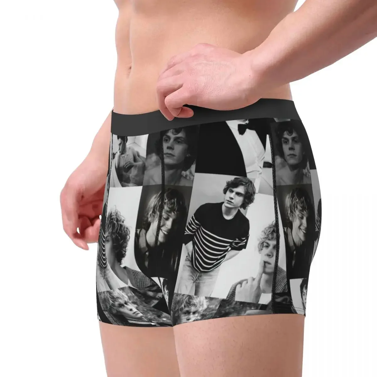 Man Evan Peters Collage Boxer Shorts Panties Soft Underwear Actor Movie Homme Printed Underpants