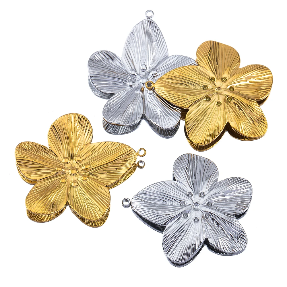 2 pcs Stainless Steel Large Flower Block PVD Gold Mountain New Ecological Project Handle Wholesale Set