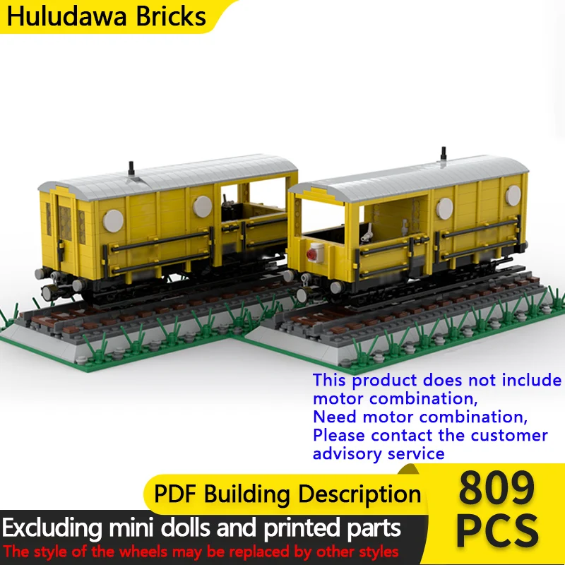 City Car Model MOC Building Bricks Yellow Freight Train Brake Van Modular Technology Children Holiday Gifts Assemble Toys Suit