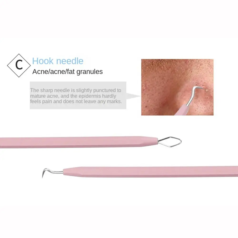 Ultra-fine Cell Pimples Blackhead Clip Light Weight Portable Acne Needle Tweezers Effort-saving Rubber and Plastic Handle
