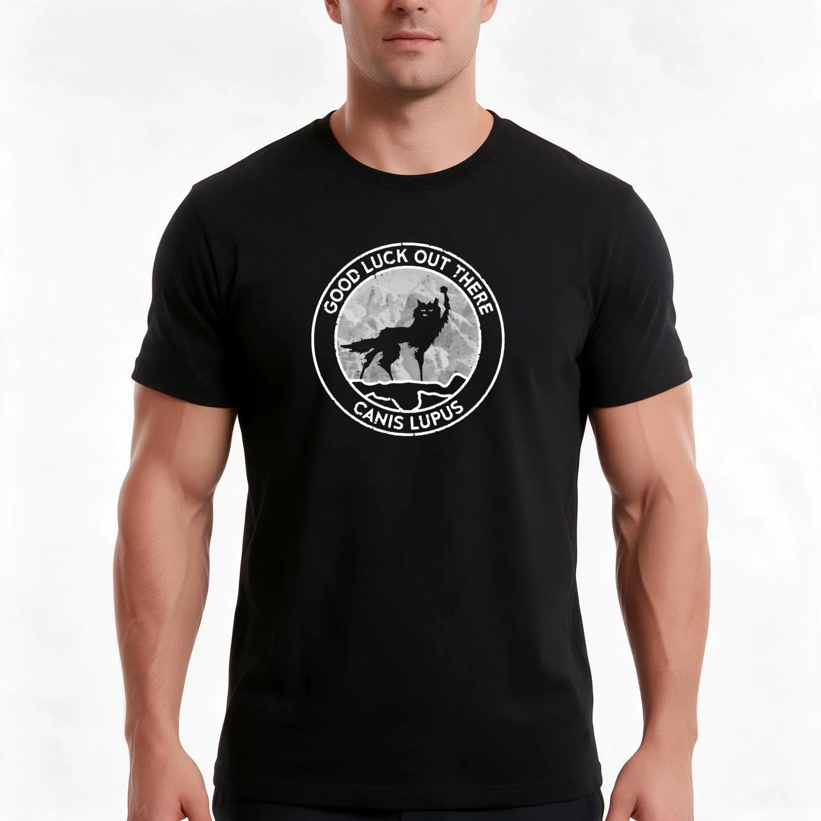 Fantastic Mr Fox - Wolf - Canis Lupus - Fill Distressed T-Shirt, Summer Casual Cotton Tee, Oversized Streetwear Tops