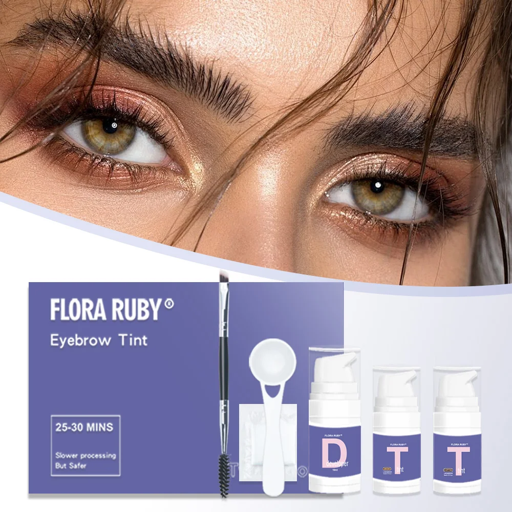 

3Colors Eyeshe Eyebrow Tint Kit Fast Tint Brow Dye Gel Eyebrow Enhancers Waterproof Eyebrow Cream Makeup Tool FLORA RUBY