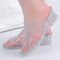 New Summer Women's Slippers Plastic Transparent Outdoor Wedge Slippers