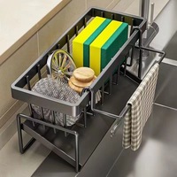 Kitchen Stainless Steel Sink Drain Rack Sponge Storage Faucet Holder Soap Drainer Towel Rack Shelf Organizer Kitchen Accessories