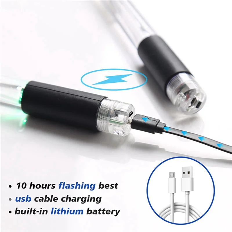 ABME LED Light Emitting Drumsticks 15 Colour Gradient USB Rechargeable+Switch Electronic Drumsticks For Stage Performance