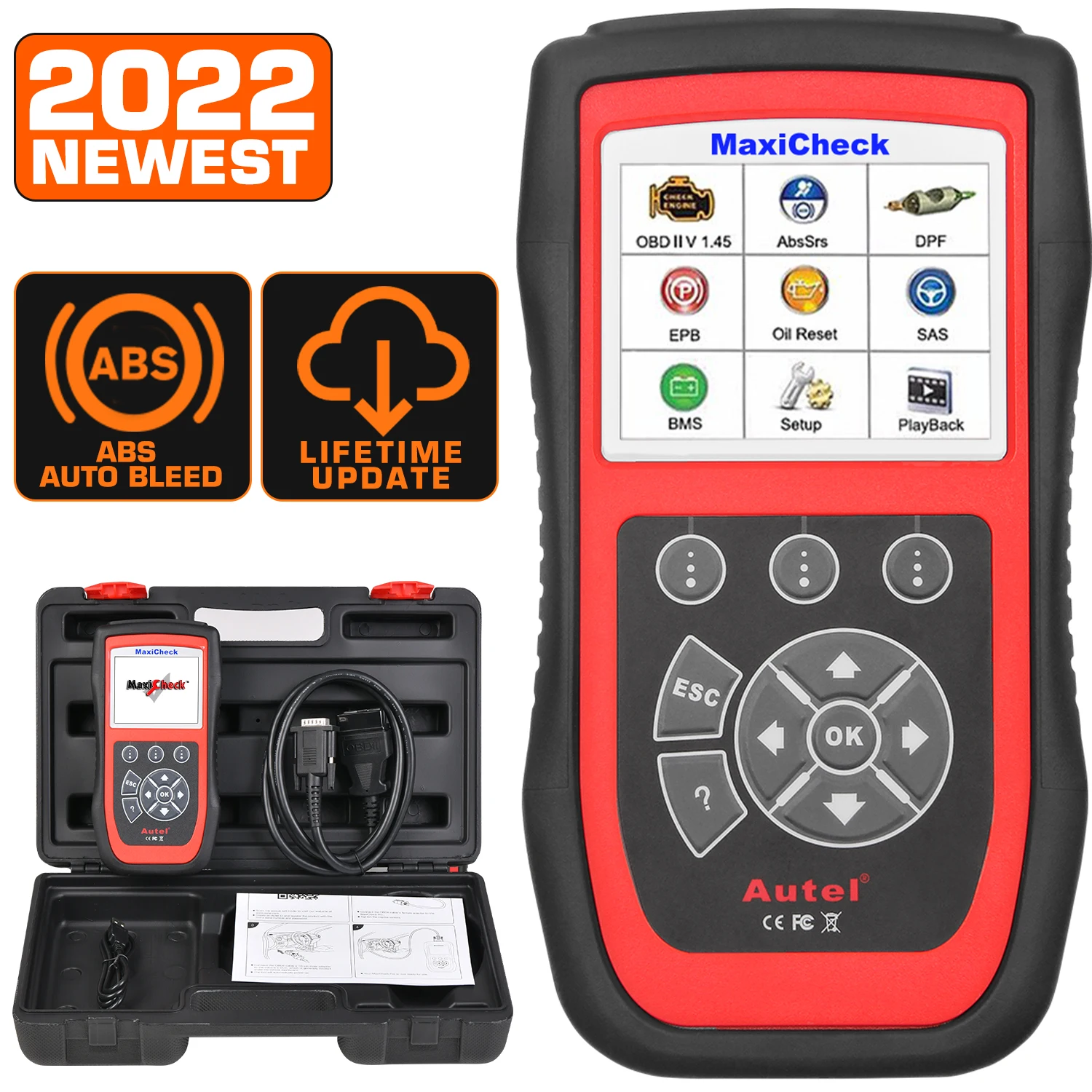 Autel MaxiCheck Pro Car Diagnostic Tool, OBD2 Scanner With ABS SRS Airbag, Oil Reset, SAS, EPB, DPF, BMS