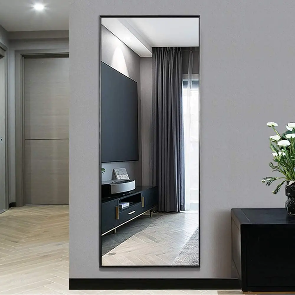 

Full Length Mirror Standing Hanging or Leaning Against Wall, Large, Rectangle, Bedroom Wall-Mounted / Floor Dressing Mirror