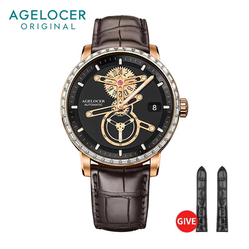 

AGELOCER Men's Watch Automatic Mechanical Dress Business Space Station Watches for Men with Fashion Luxury Watches