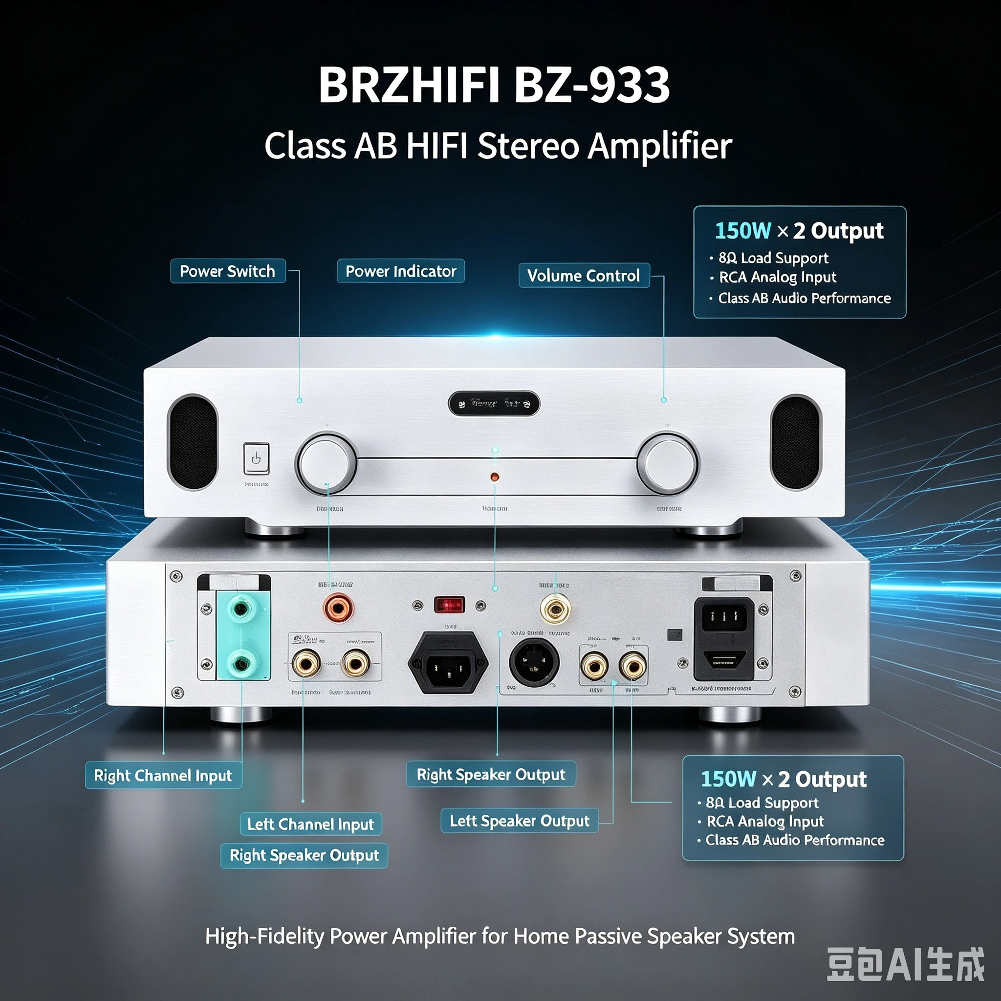 Class A/B High‑Power Household Audio Amplifier Model BZ‑933, Home Hi‑Fi Stereo Power Amplifier
