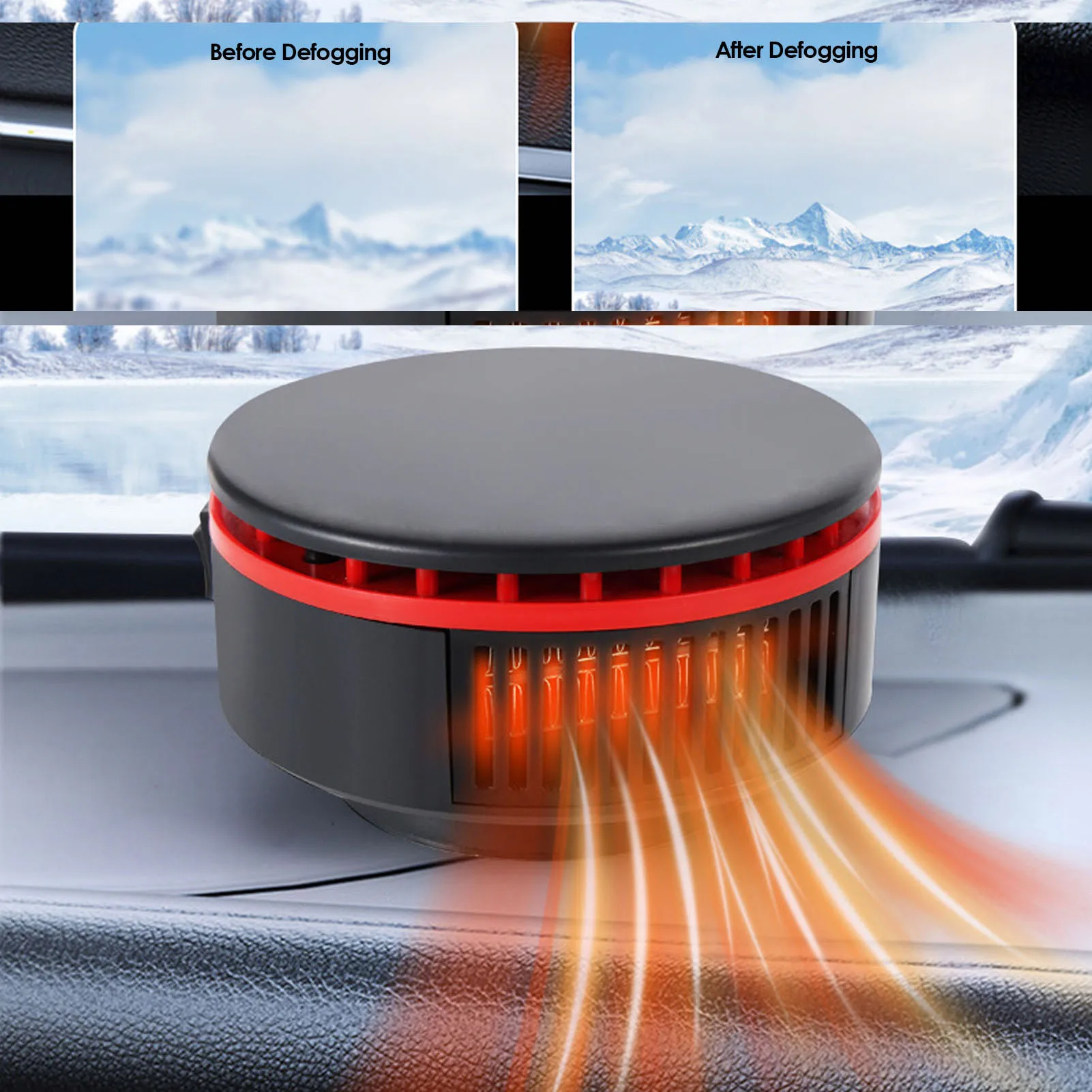 12V Telescopic Folding Round Car Heater 150W 360 Rotating Base For Windshield Defrosting Defogging Cooling Auto Truck Accessorie