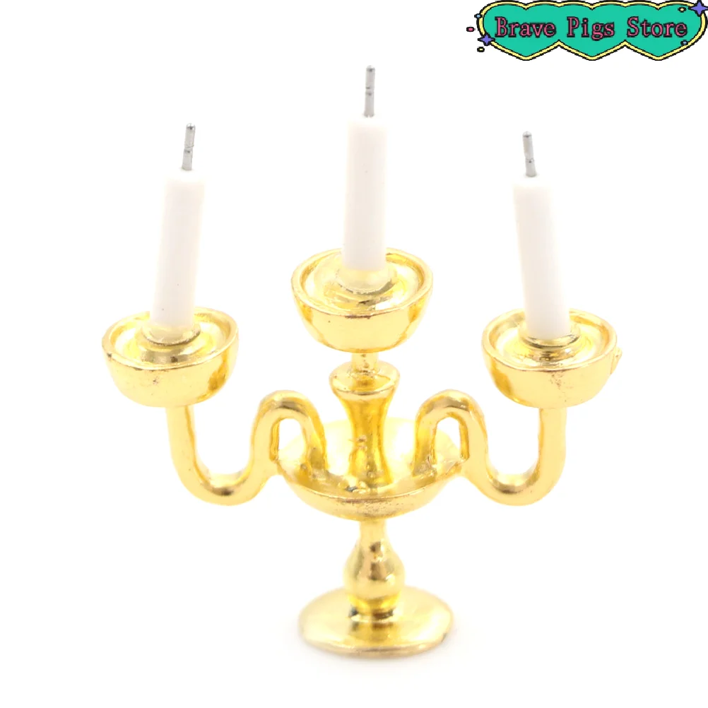 Mini Candlesticks White Candles 1/12 Doll House Miniature DIY Accessories