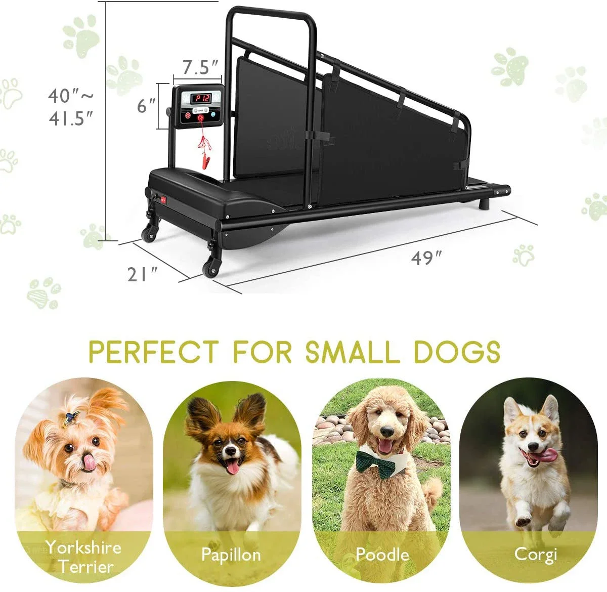 Dog Treadmill Small Dogs, Dog Pacer Treadmill for Healthy & Fit Pets, Dog Running Machine Exercise Training Dogs Up To 130lbs