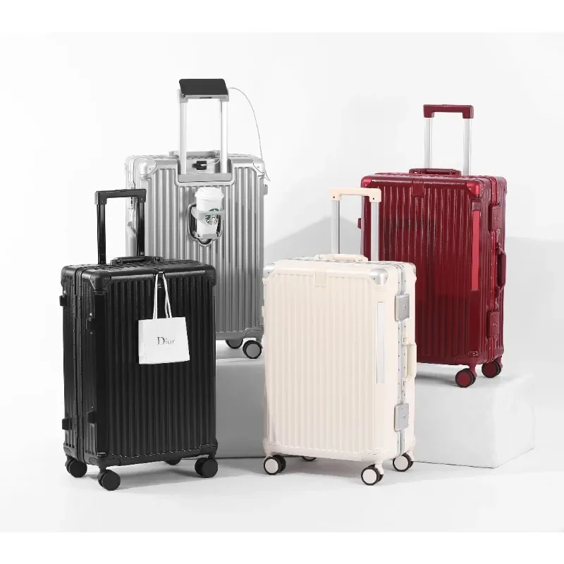 New Suitcase Anti-Scratch Trolley Case Portable Carry-On Rear Cup Holder with Universal Wheels Suitcase Luggage