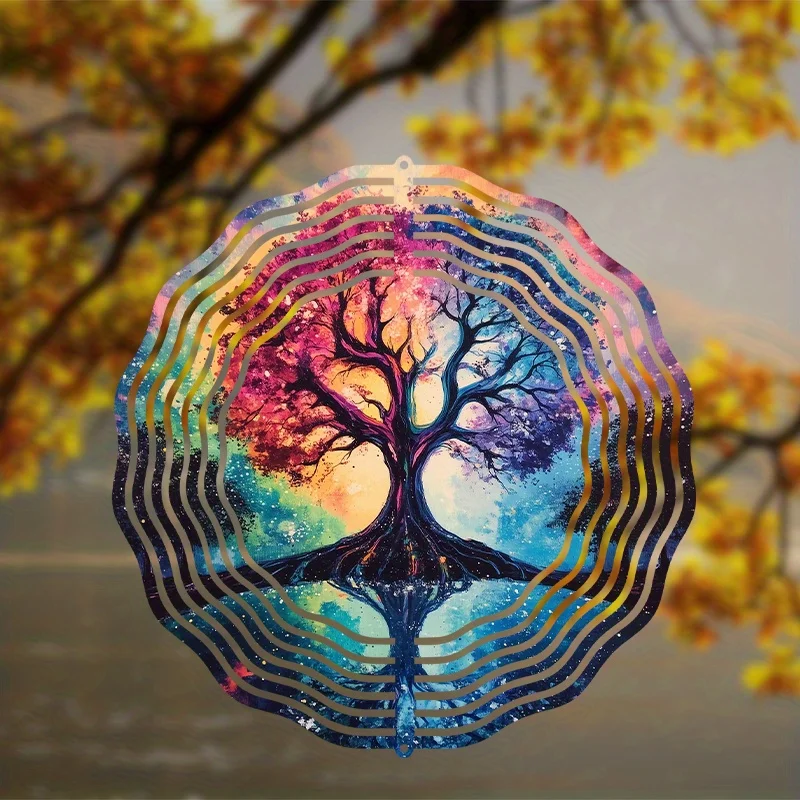 3D Kinetic Colorful Tree of Life Wind Spinner, 1pc, Weather-Resistant Garden Wind Sculpture, No Electricity or Feathers Required
