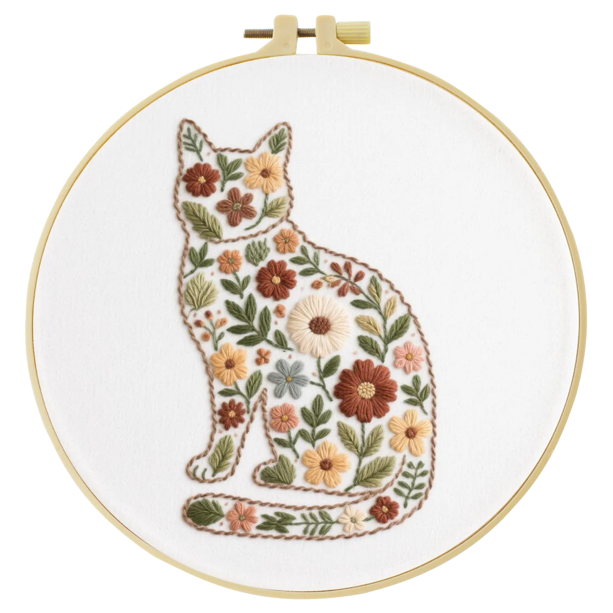 1 Stück 20X20CM/15X15CM 7,87/6,3 Zoll Ein aus Blumen bestehendes Katzen-Bild Stickerei-Starter-Kit DIY-Kit DIY-Stickerei-Kit Handarbeiten – Detail 3