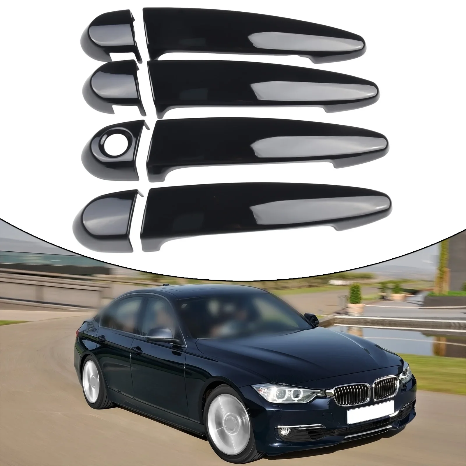 4x Gloss Black Door Handle Cover For BMW E87/E90/E91/E92/E93/f30 X1 X2 X3 X4 X6 328d XDrive 330i 2005-2019 Car Part