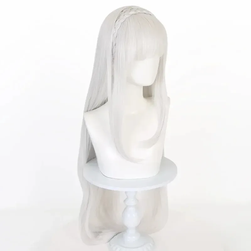 

2025 11 Amelia Anime Silvery White Blunt Bangs Synthetic Long Straight Wig Cosplay Starting Life in Another World Co