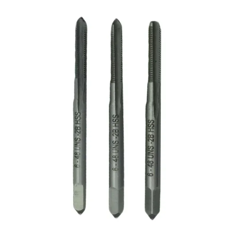 3Pcs HSS UNC UNF High Speed Steel Machine Plug Thread Screw Taps And Dies Set 6-48 1/4 Apper Drill Woodworking Tools