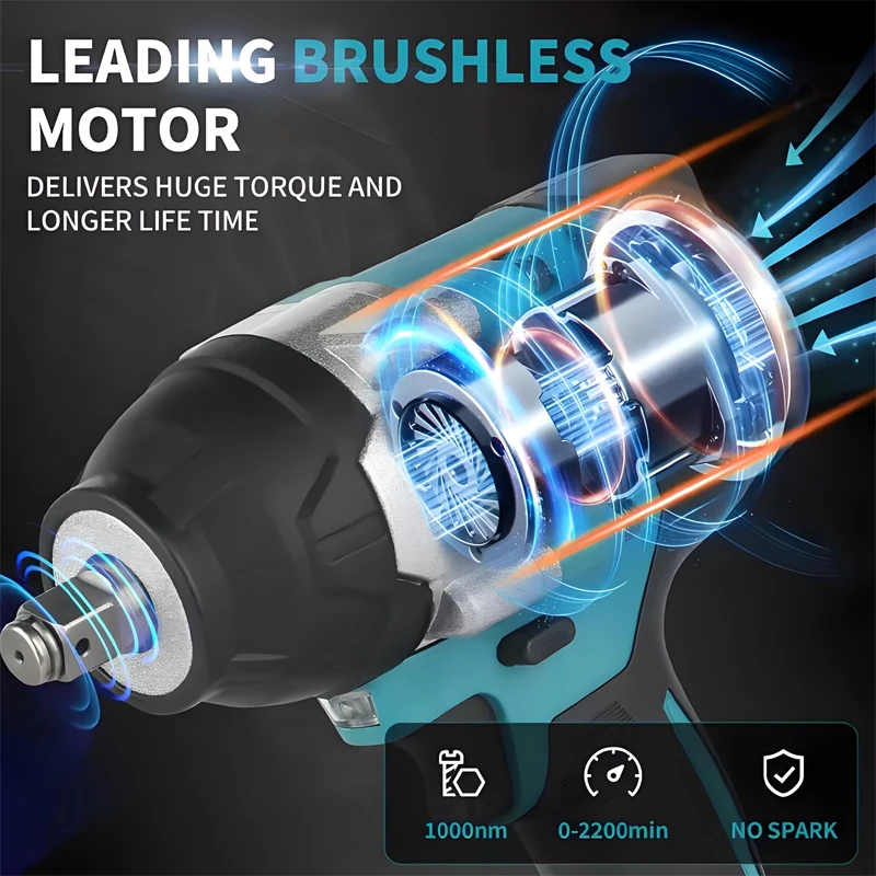 

Makita DTW700 18V Brushless ElectricBattery and ChargerWood milling cutter Screwdriver Machine, Rechargeable Drill Driver