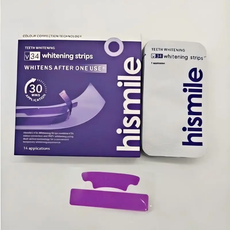

Hismile V34 Purple Teeth Whitening Strips - Quickly Remove Plaque & Tobacco Stains, Reduce Sensitivity For Daily Oral Care