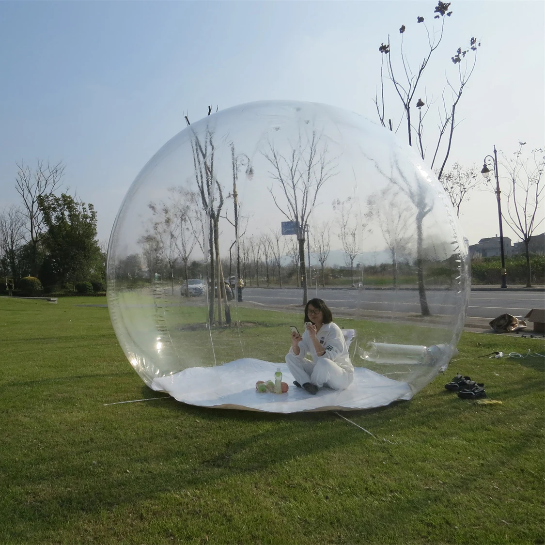 

Herrwell 4 Meters Outdoor Clear PVC Bubble House Tent Inflatable Bubble Dome Shelter