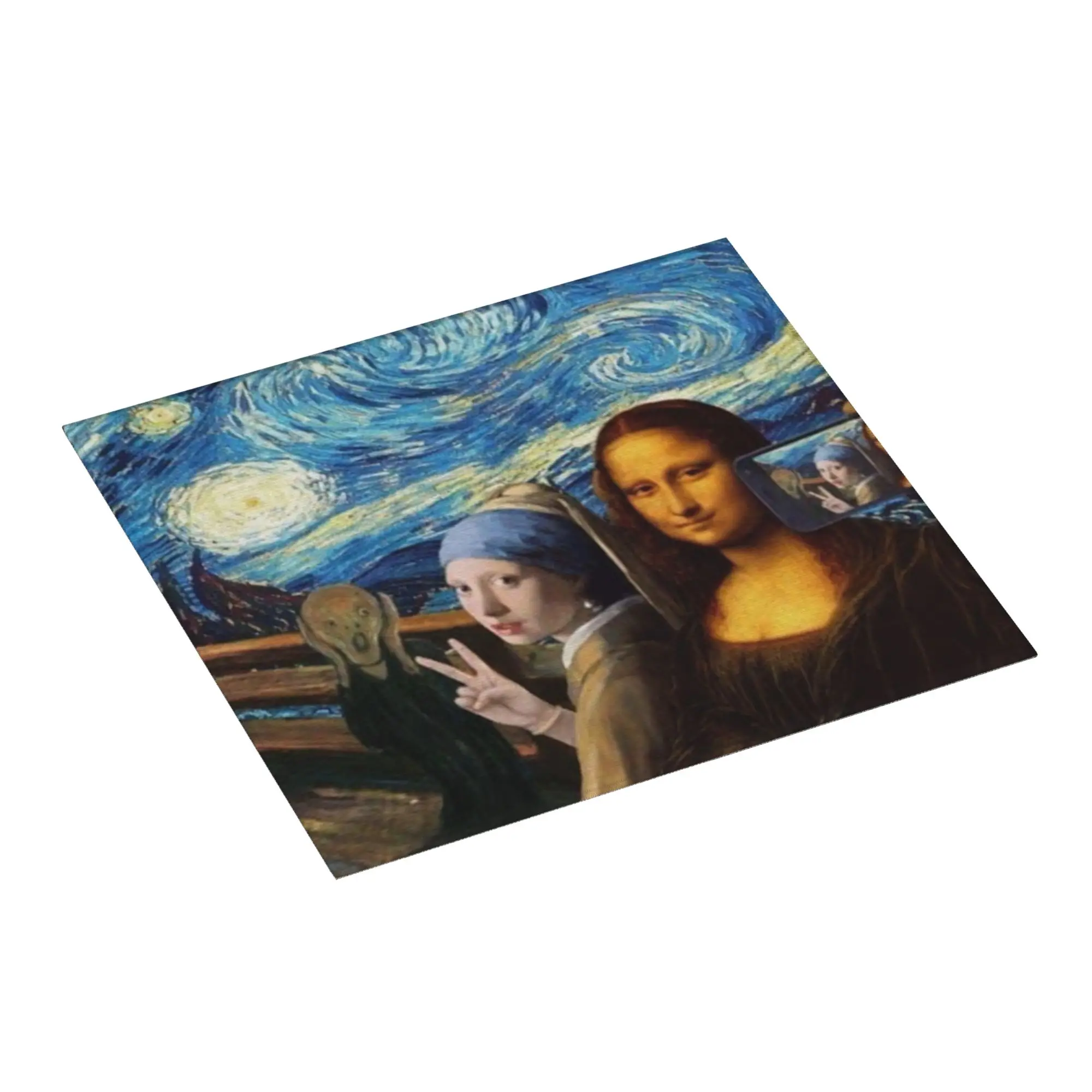 Drying Mat For Kitchen Starry Night By Mona Lisa Vincent Van Gogh Barware Tableware Oil Proof Reusable Kitchen Sink Drying Pad
