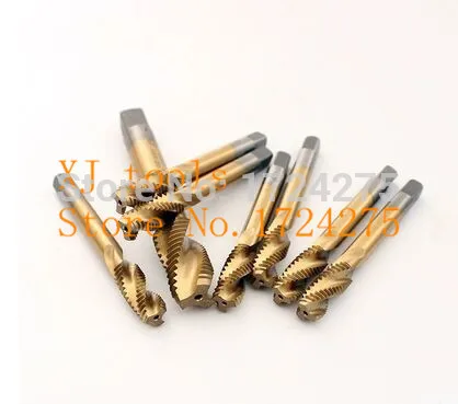 Free delivery 20PCS TG M6-M8 yellow coated high speed steel machine taps spiral groove machine tap