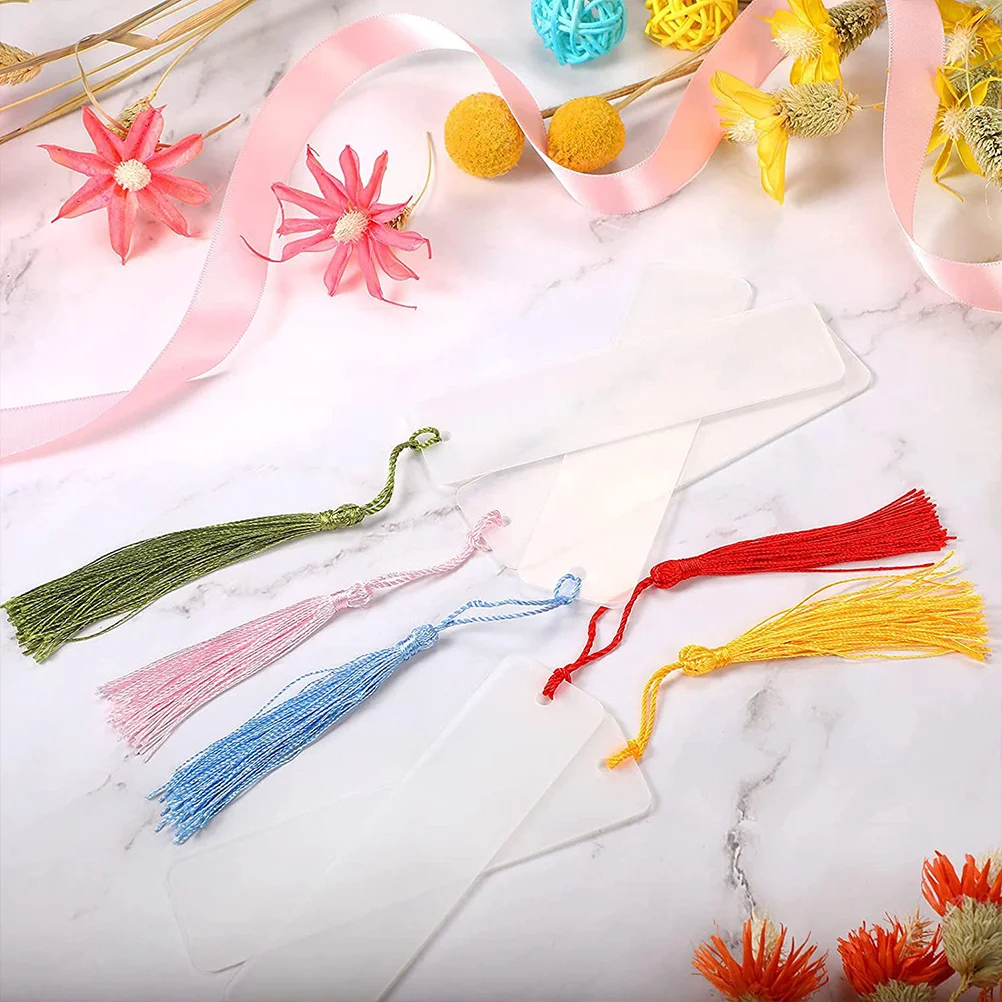 Marcapáginas de sublimación en blanco con agujero de borla, manualidades de transferencia de calor, regalos DIY, marcapáginas en blanco de sublimación, 15 Uds.