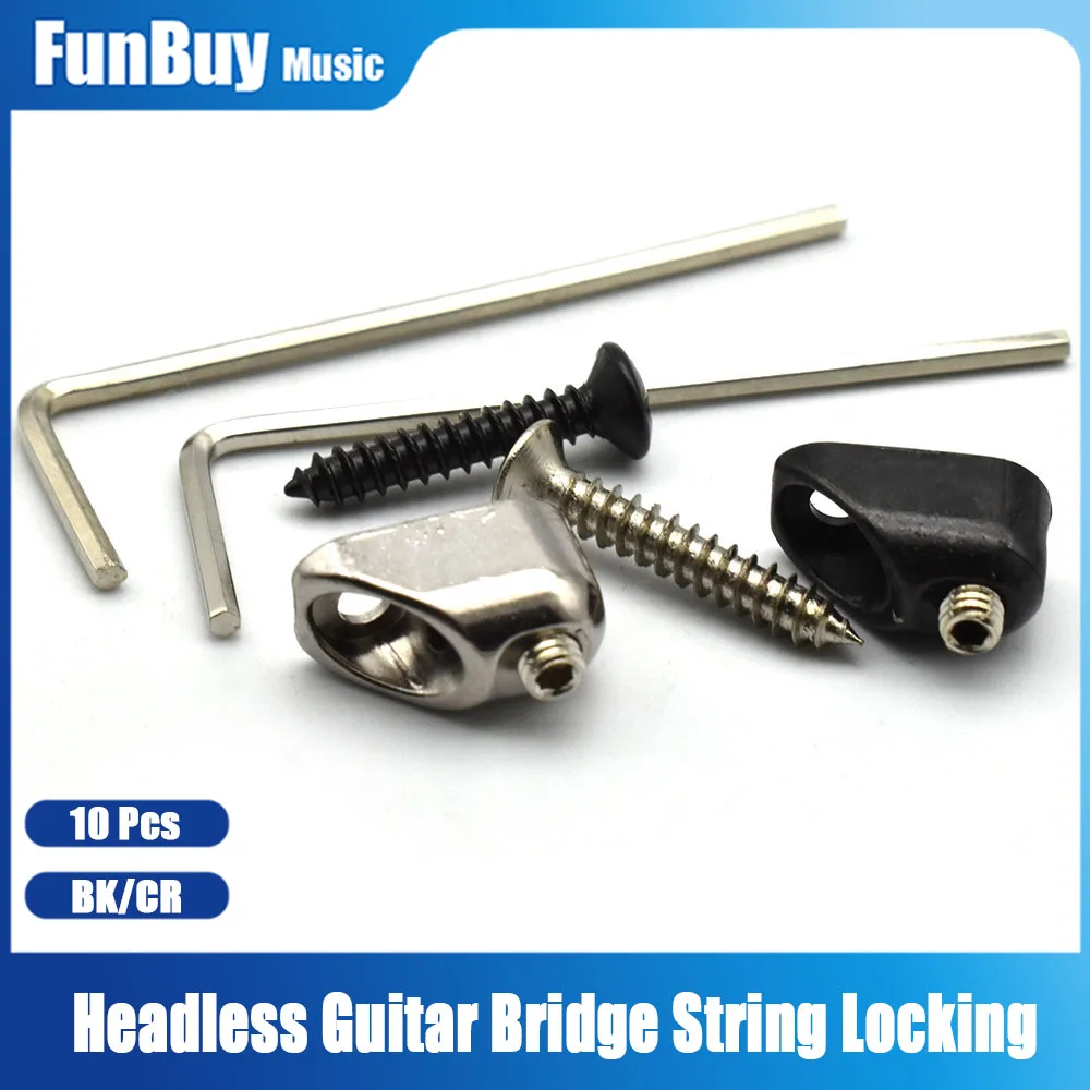 10 Pcs  String Locking Button for Headless Guitar Bridge 13x7x7.5MM String Locker Guitar Parts Black/Nickel