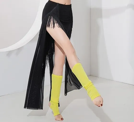 フリンジタッセルスカートスプリットセクシーなベリーダンス衣装長袖女性オリエンタルチームダンサー練習パフォーマンスショー衣装流れるような