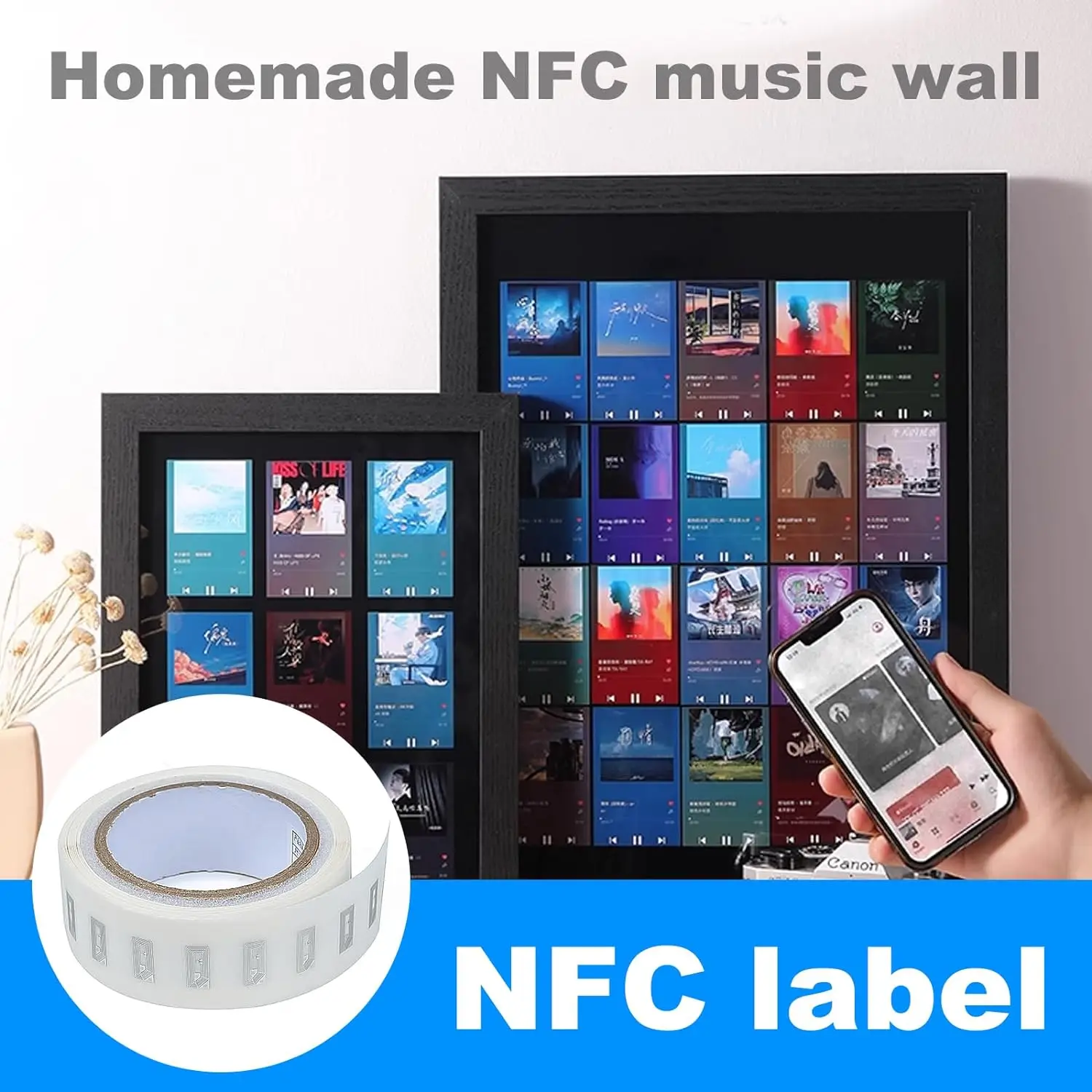 NTAG213 Chip Blank NFC Stickers Adhesive Labels RFID Tags Rewritable 144 Bytes Memory Compatible with All NFC-Enabled Smartphone