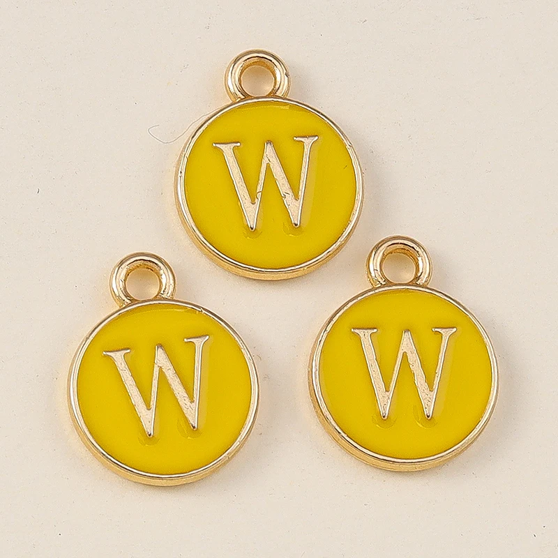 20 Stück 11x14mm Niedliche Gelbe Emaille-Alphabet-Anhänger mit 26 Buchstaben A-Z für Schmuckherstellung, DIY-Halsketten, Ohrringe und Accessoires ﻿ – Detail 25