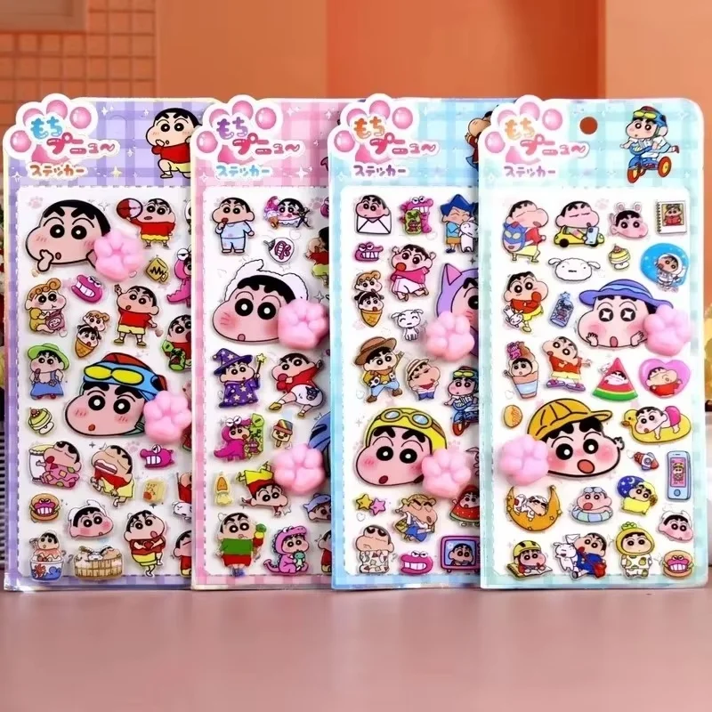 

10pcs Kawaii Crayon Shin Soft Cute Cat Claw Pinch Decompression Sticker Children Diy 3d Mobile Phone Case ブブ Toy Sticker Gift