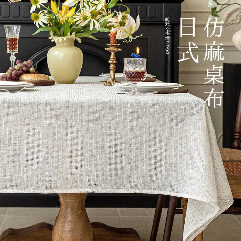 Taplak meja Linen gaya Jepang baru 2024 taplak meja warna Solid untuk meja makan Pernikahan dekorasi meja teh