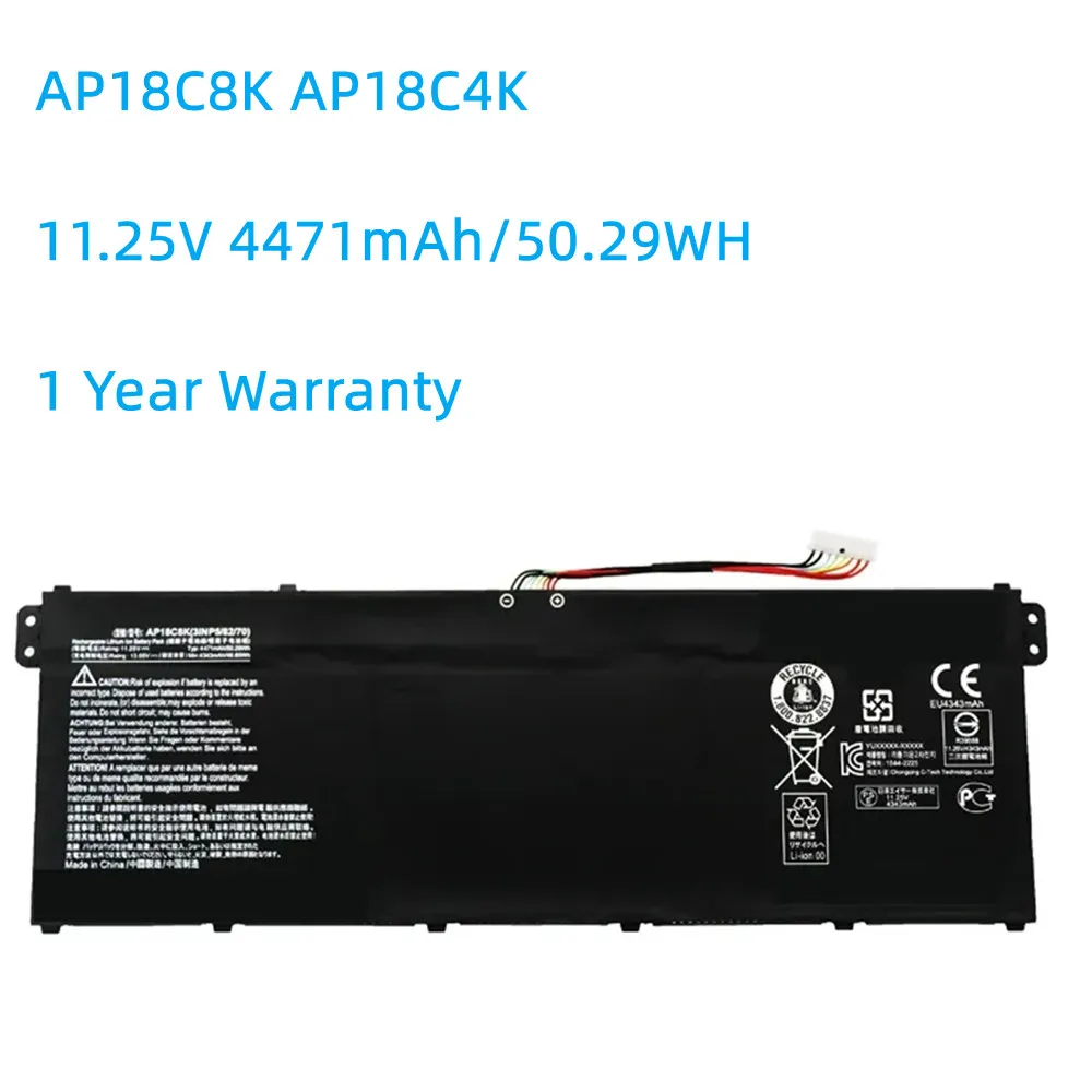 

AP18C8K AP18C4K 11.25V 4471mAh Laptop Battery For Acer Aspire 5 A515-43-R057 R4MG R6F6 R6WW A515-44 R7NU R5UZ KT00304012