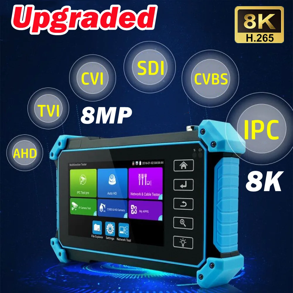 8K كاميرا تلفزيونات الدوائر المغلقة تستر رصد IPC أداة اختبار 8MP AHD CVI TVI كاميرا تستر VGA HDMI PTZ PoE UTP شبكة كابل تستر CCTV