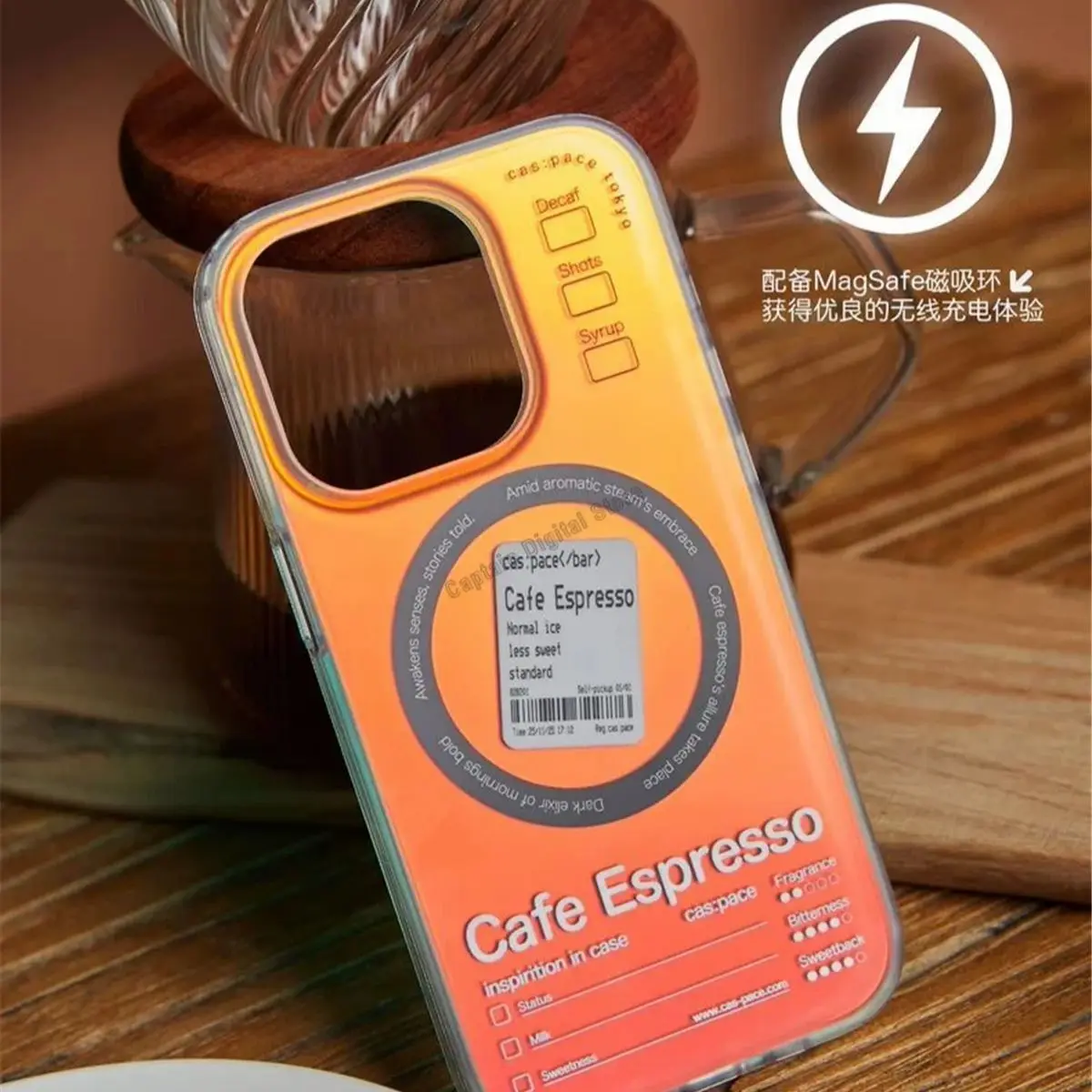 Original cas:pace Cafe Espresso Magnetic Phone Case Advanced Airbag Anti-fall Protective Cove Compatible with iPhone 17 Series